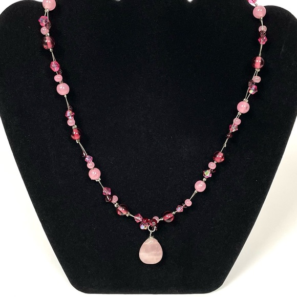 NY & Co. Pink Teardrop Beaded Necklace - Picture 1 of 5